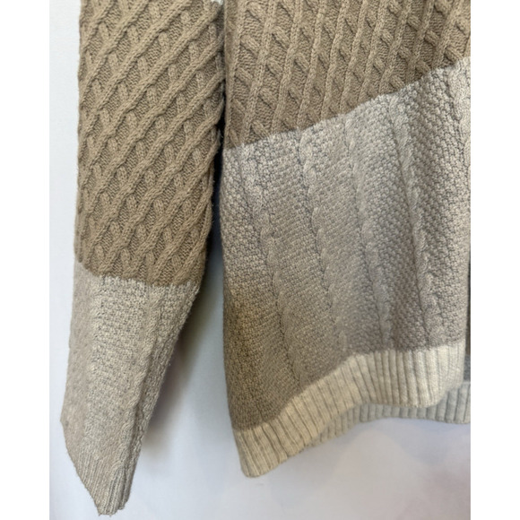 J Jill Womens Patchwork Cable Knit Cardigan Sweater Size XL Fisherman Preppy - Picture 9 of 13